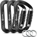 3inch Auto Locking Carabiner Clips Heavy Duty, 12KN /2697lbs Lightweight keychain carabiners, Sturdy Twist Lock Caribeeners for Camping Hiking Hammock Swing Backpack, dog leash and Harness etc