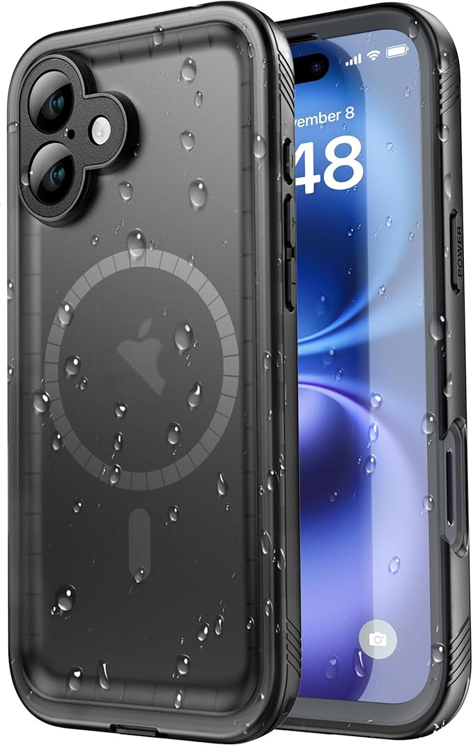 SPORTLINK for iPhone 16 Plus Case - IP68 Waterproof Military Protective Full Body Heavy Duty Shockproof 360 Sealed Dustproof with Camera Screen Protector Cover for i Phone 16 Plus 6.7" Mag/Black