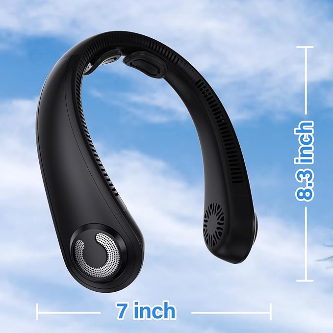 Portable Lightweight Neck Fan with Neck Support, Birthday Gifts for Men Women Dad Mom, Rechargeable Personal Wearable Cooling Neck Fans for Hot Flashes, Disneyland, Travel, Camping Essentials