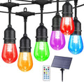 Auroraworld 24FT RGB Outdoor String Lights, Dimmable Color Changing Waterproof LED Patio Lights with Remote, 12 Shatterproof Bulbs for Garden Party Decor