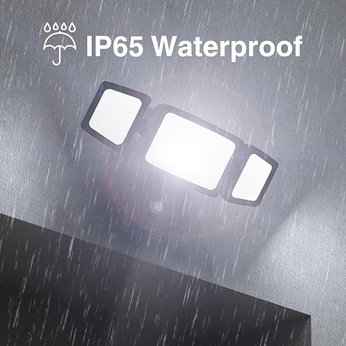 Onforu 70W Dusk to Dawn Outdoor Lighting,7000LM Black Flood Lights Outdoor,IP65 Waterproof Exterior Security LED Light,3 Adjustable Heads Photocell Light Fixture,6500K Floodlight for Garage,Patio,Yard