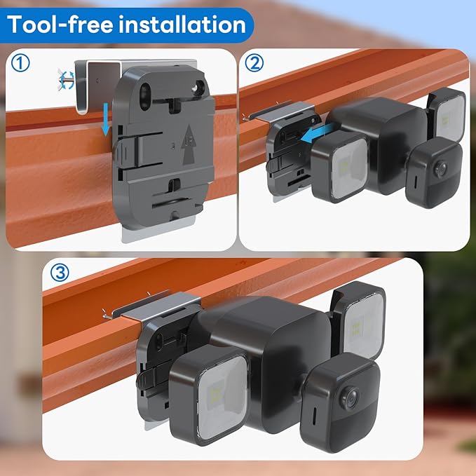 Gutter Mount Kit for Blink Outdoor 4 Floodlight Camera/Blink Out Door 3 Floodlight Cam, Stainless Steel Bracket, Anti-Rust Screws, No Drill Installation Suitable for Home Security Cameras