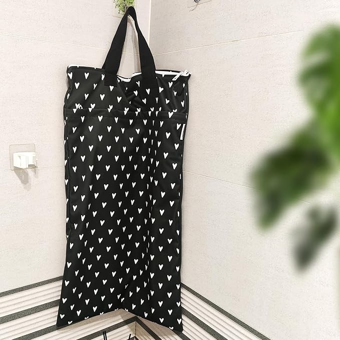 Mama Koala Reusable Hanging Wet Dry Bags for Baby Items, Cloth Diapers, Swimsuits, Travel, Gym Clothes, Beach, Pump Parts, Toiletries, Two Zippered Pockets, 2 Pack (W007L)