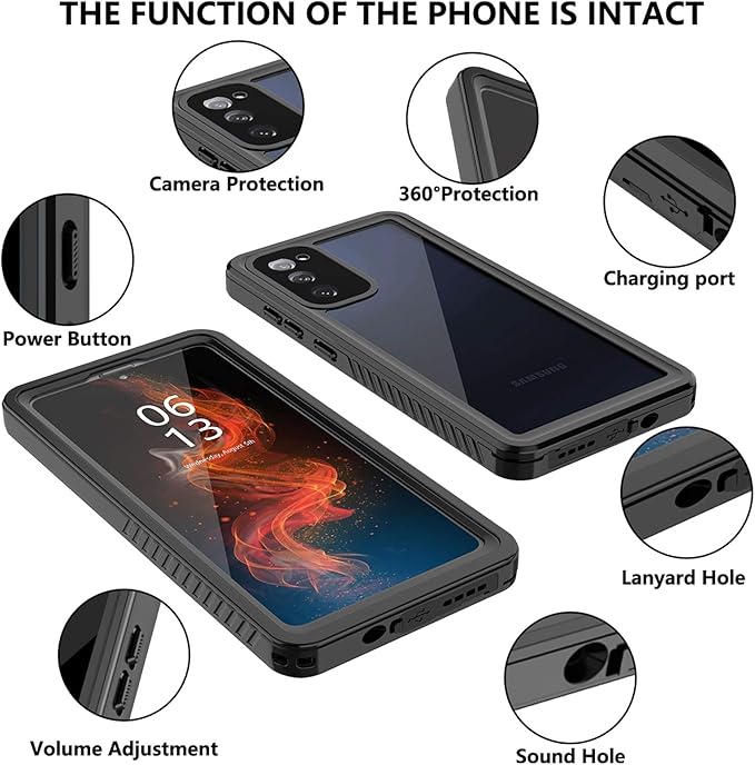 ANTSHARE for Samsung Galaxy S20 FE 5G Case Waterproof, Built in Screen Protector 360° Full Body Heavy Duty Protective Shockproof IP68 Underwater Case for Samsung Galaxy S20 FE 5G 6.5inch(Black)