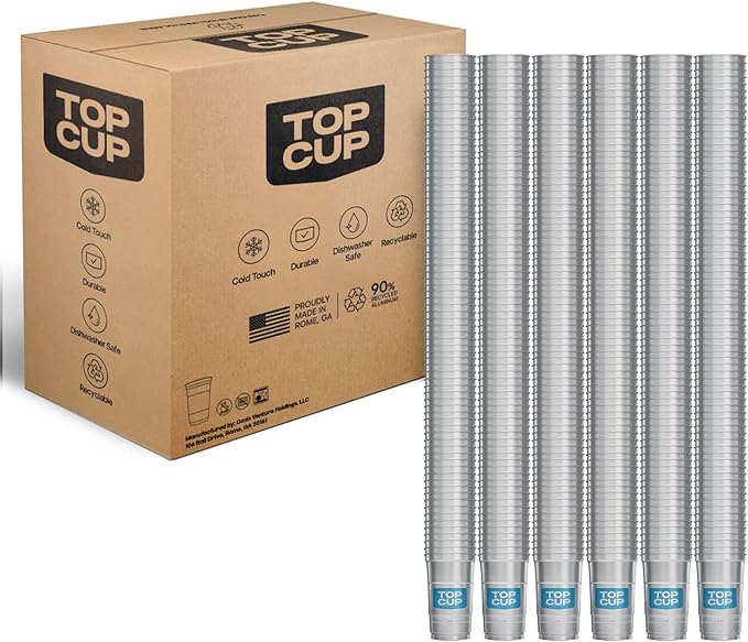 Top Cup – 24 Ounce, 450 Count, Reusable Aluminum Party Cups | Cold-Holding, Recyclable, Made in USA