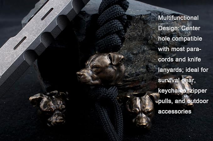 Paracord Beads with Hole, Suitable for Survival Knife Lanyard, Keychains, Zipper, DIY Projects (Dog)