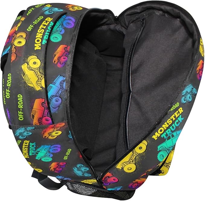 Wamika Monster Truck Kids Backpack Blue Racing Cars School Backpacks Boys Girls Preschool Book Bag