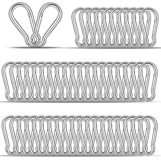 40PCS M4 Heavy Duty Carabiner Clip, 1.57Inch Snap Hook Quick Link Small Carabiner Clips,Spring Link Buckle for Fishing Camping Hammock Dog Leashes-110LBS Holding Capacity (Silver)