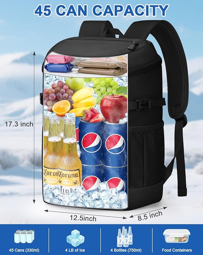 Pritent Cooler Backpack for Men Women Insulated Waterproof Backpack Cooler Leak Proof Cooler Bag Lightweight Lunch Backpack for Camping Beach Travel Picnic