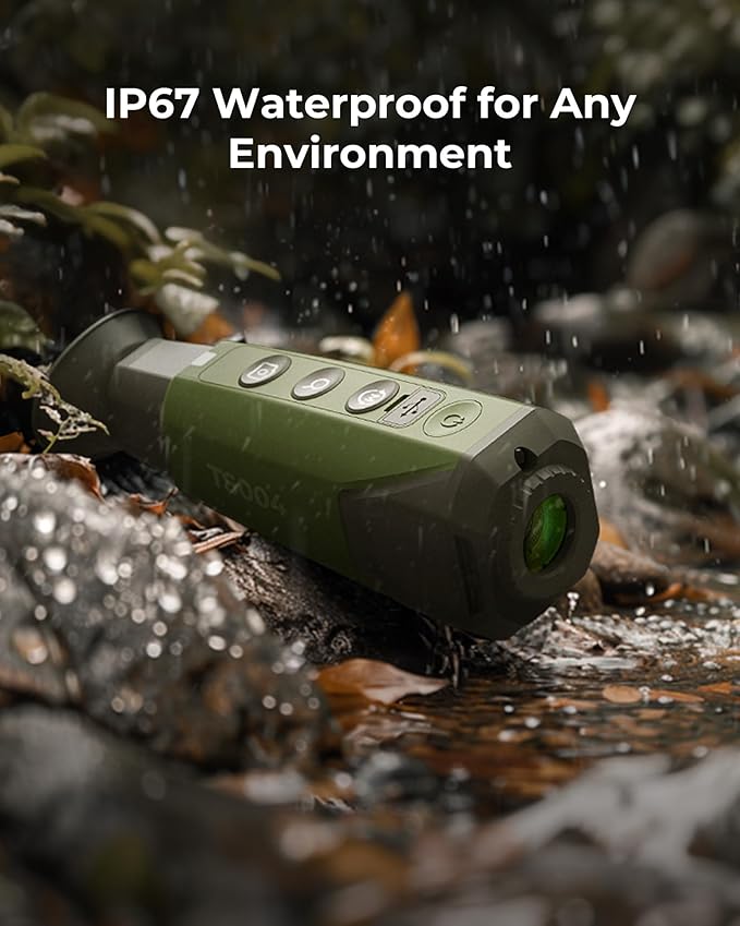 TOPDON TS004 Thermal Imaging Monocular, 320 x 240 TISR 256 x 192 IR Resolution, Supported Wireless Connection, 13mm 50Hz Thermal Night Vision with 11h Battery Life, IP67 Monocular for Hunting