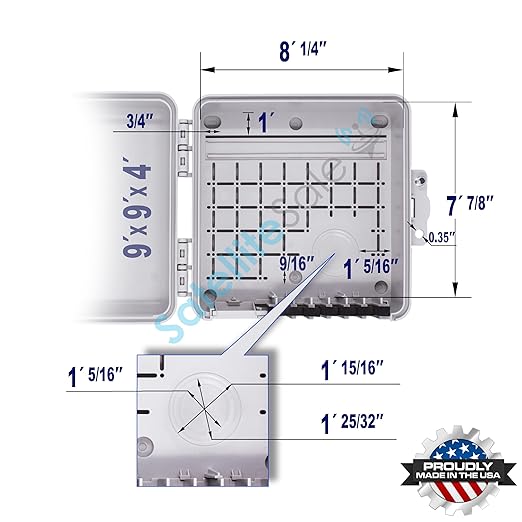 SatelliteSale Weatherproof Junction Box Heavy Duty Enclosure 9x9x4 Inches UV-Rated Thermoplastic Alloy Made in USA