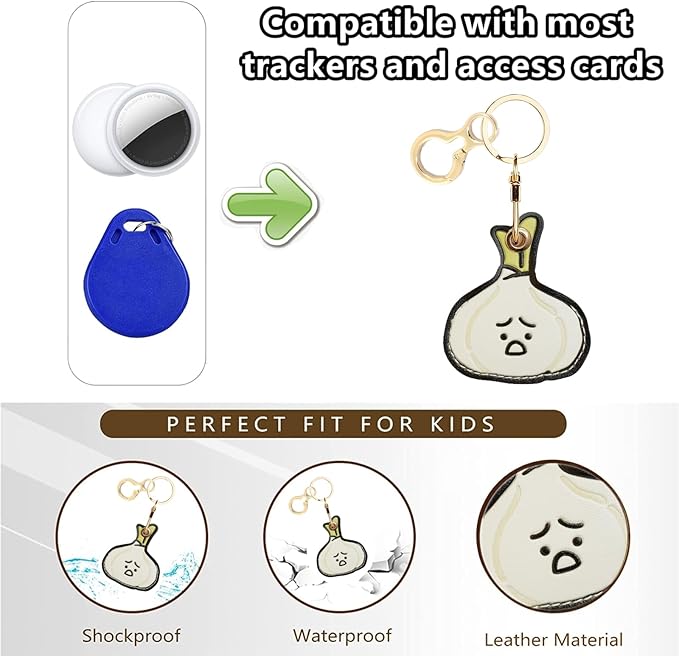 Leather Keychain Holder Case Compatible with AirTag,Cute air tag Cover with Keychain Ring,GPS Tracker Case for Keys