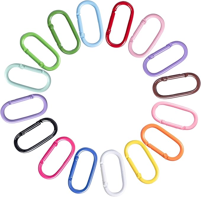 16 Pcs Carabiners Clip,Oval Shape Cute Carabiner Keychain Clip Aluminum Hook Accessories