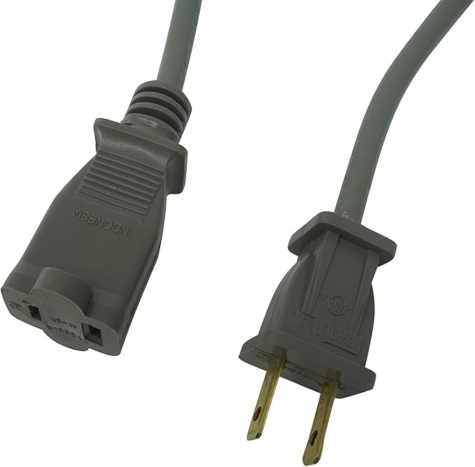 Woods Light Duty Extension Cord, 20Ft, 16 Gauge, Small Appliance Cord, SVT, Gray, 990547