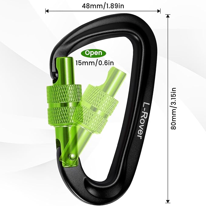 3 Heavy Duty Carabiner Clips 12kN (2697 lbs)-Lightweight Locking Carabiners for Securing Pets，Camping, Hiking, Hammock，Outdoor and Gym etc, Keychains& Utility