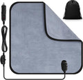 Tuanse 16 x 16 Inches Car Electric Blanket 12 Volt Heated Car Blanket with Temperature Controller and Black Storage Bag Cold Weather Tailgating and Emergency Kit(Grey,Blank)