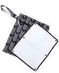Sarah Wells Pumparoo Wet Dry Bag for Breast Pump Parts – Compact Organizer with Waterproof Pocket, Staging Mat & Fridge Hack – Machine Washable Pumping Accessory (Black & White)