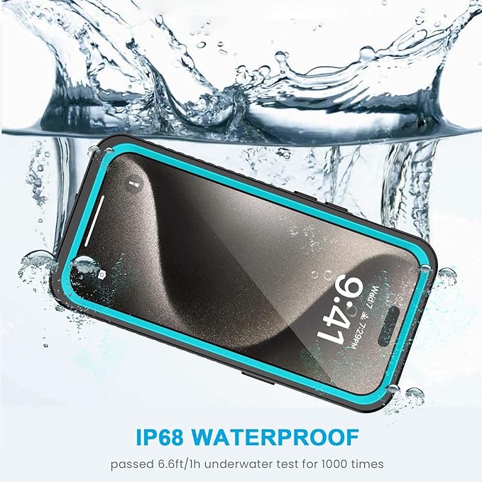 Lanhiem for iPhone 15 Pro Max Case, IP68 Waterproof Dustproof Shockproof Cases with Built-in Screen Protector, 360 Full Body Heavy Duty Rugged Phone Cover for iPhone 15 Pro Max - 6.7 inch (Blue)