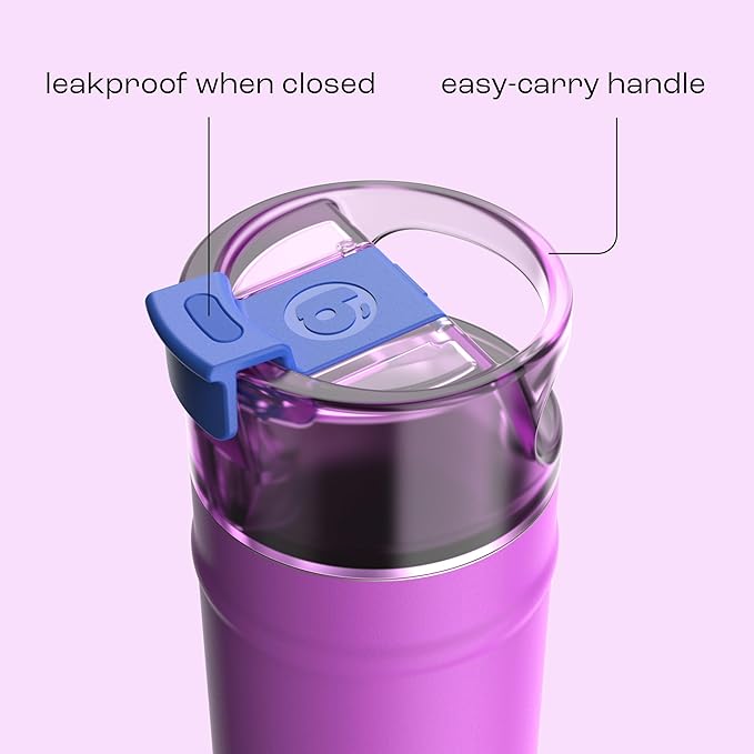 bubba 24 oz Dualsip Insulated Stainless Steel Water Bottle with Straw - Reusable, Leakproof, Lightweight, Dishwasher Safe, Lead-Free and BPA-Free, Moodbooster