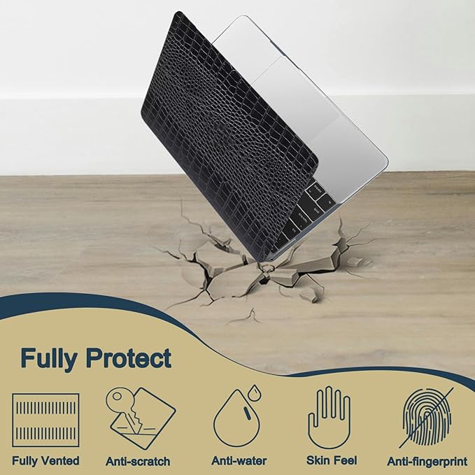 Protective Case for MacBook Pro 13 inch Retina 2015-2012 Release (Model A1502 A1425),13.3" Pretty Prints Hardshell Cover & Keyboard Cover for Laptop Pro 13.3",Black Crocodile Skin
