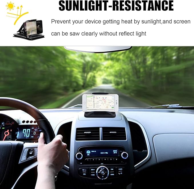Car Phone Holder Mount for Dashboard, Universal Anti-Slip Dashboard Cell Phone Stand with Suction Cup for Most iPhone, Samsung, Android Smartphones – Hands-Free GPS Vehicle Mount for Cars