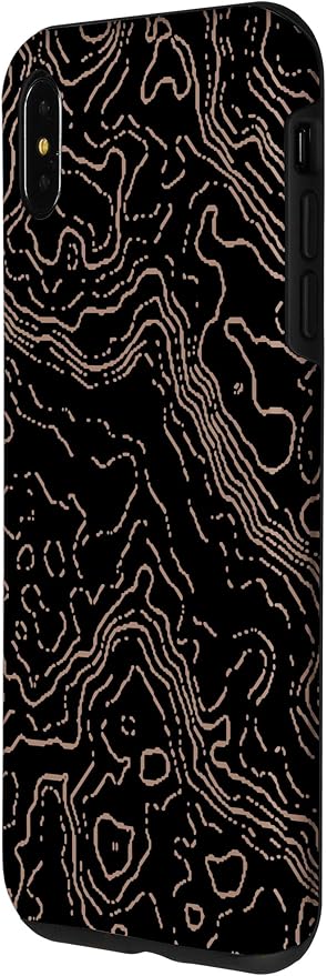 Topography Black & Brown Abstract Pattern Topographic Map Case for iPhone XS Max