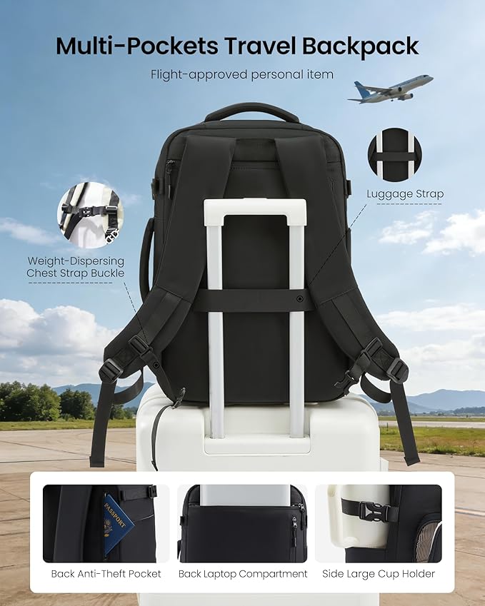 LOVEVOOK Travel Backpack for Women Men, Carry on Backpack for Traveling, Waterproof Hiking Backpack Outdoor Sports Rucksack, Casual Daypack Travel Weekender Essentials
