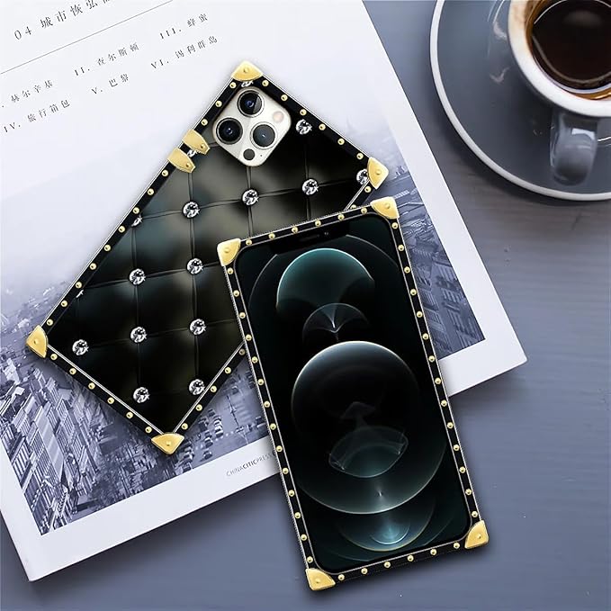 Compatible with iPhone 11 Pro Max Case, Shiny Black Sofa Crystal Luxury Golden Decoration for Girl Women Soft TPU Shockproof Protective Hard PC Back for iPhone 11 Pro Max