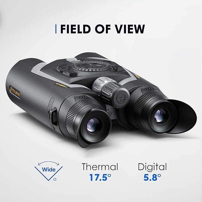 Pulsar Symbion DXT50 LRF Thermal and Digital Night Vision Binoculars with Laser Range Finder, 1280x1024 12 µm Sensor, 2-16x Magnification, Long Range Binoculars