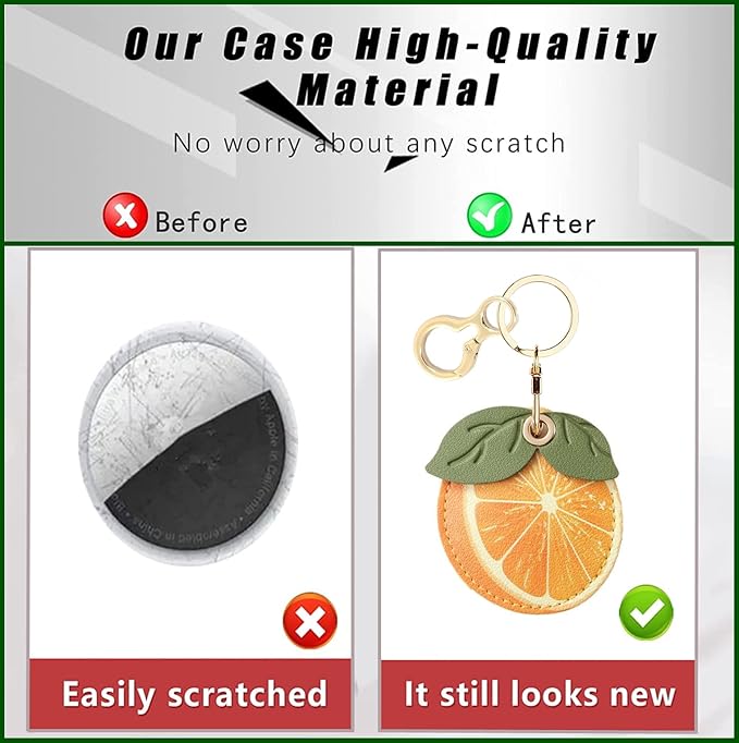 Leather Keychain Holder Case Compatible with AirTag,Cute air tag Cover with Keychain Ring,GPS Tracker Case for Keys
