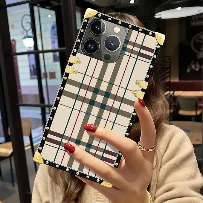 Compatible with iPhone 12 Pro Max Case, Black Red Beige Stripes Luxury Golden Decoration for Girl Women Soft TPU Shockproof Protective Hard PC Back for iPhone 12 Pro Max