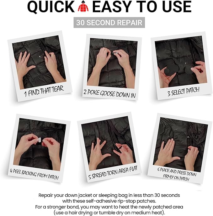 Self-Adhesive Waterproof Repair Patch Kit - 30-Second Fix for Down Jackets, Tents, Sleeping Bags, Backpacks, Outdoor and Camping Gear - Pre-Cut Nylon, Multiple Colors (Bottle Green)