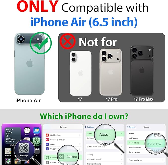 SPORTLINK for iPhone Air Case, IP68 Waterproof Military Protective Full Body Heavy Duty Shockproof 360 Sealed Dustproof with Camera Screen Protector Phone Cover for iPhone Air 6.5" M/Black