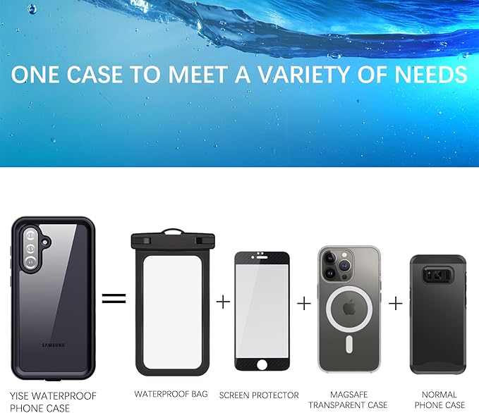 for Samsung Galaxy A37/A36 5G Case, IP68 Waterproof Shockproof Case, [Built-in Screen Protector] Military Dropproof Full Body Heavy Duty Rugged Phone Case for A37/A36 5G - Black/Clear