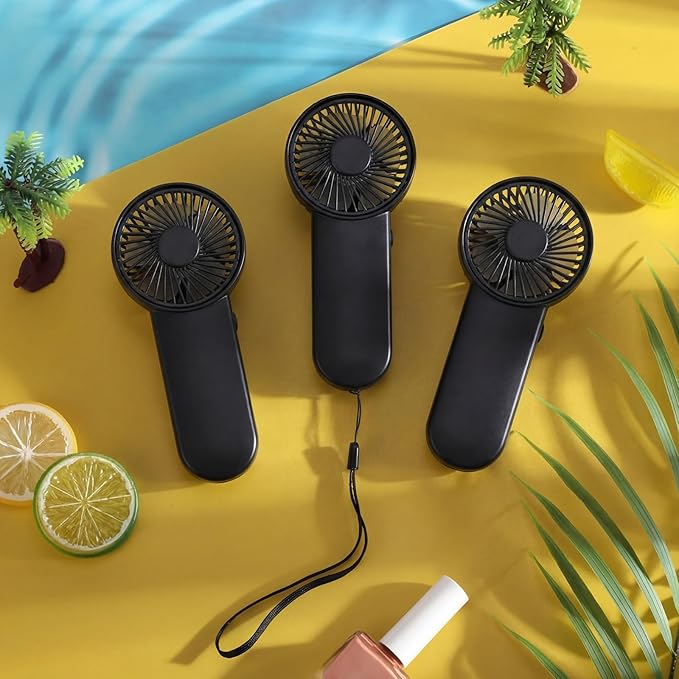 Sumind 12 Pcs Small Personal Portable Fan Mini Handheld Bulk 1 Speed Electric Cute Battery Powered for Neck Lash Makeup Women Men Travel Camping Indoor Outdoor Summer (Black)