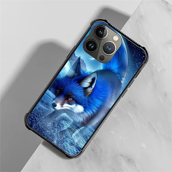 for iPhone 14 Pro Case, Snowy Mountain Fox Lake Pattern Graphic Design Girl Boy Soft Silicone Hard Acrylic Shock Protection for iPhone 14 Pro