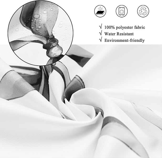 Grey and White Bow Shower Curtain, Grey Modern Aesthetic Bowknot with Polka Dot Cute Girly Bathroom Curtain Waterproof Fabric Machine Washable with Hooks, 60" Wx72 L