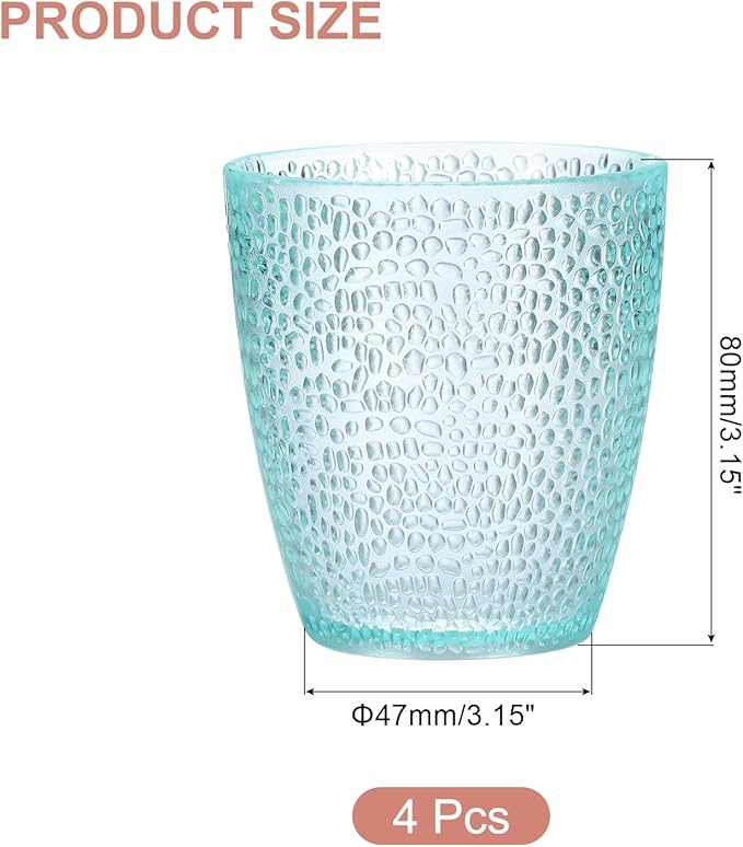 uxcell 7oz Acrylic Drinking Glasses, 4Pcs Plastic Reusable Tumblers Drinkware Unbreakable Water Glasses Cups Stackable & Dishwasher Safe for Home Outdoors Restaurant, Light Blue