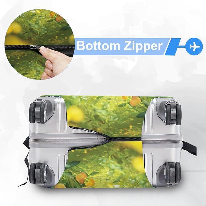 ANNA QUEEN Spring Cute Dog Travel Luggage Cover-Flower Stretchable Airplane Suitcase Protector Sleeve,Universal Washable Fit for 28-30 Inch Checked Baggage,Water Resistant Durable Luggage Protector