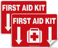 First Aid Kit Sticker, First Aid Kit Sticker Decal for Home, Schools and Business, 2 Pack, 10 x 7 inch Self-Adhesive Vinyl Decal Stickers, Reflective, UV Protected, Waterproof