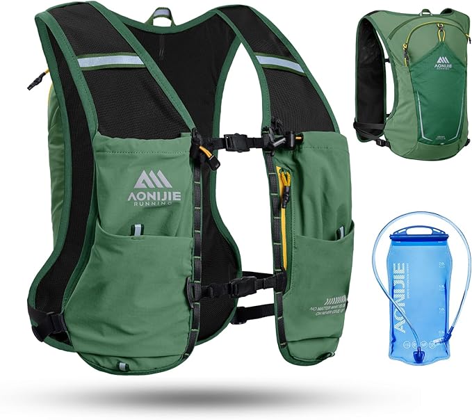 AONIJIE Running Hydration Vest for Men & Women, 8L Hydration Backpack, Multiple Pocket Designs for Water Bottles/Bladders, Lightweight Breathable for Hiking, Climbing, Marathon & Cycling