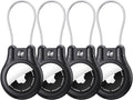 IPX8 Waterproof for AirTag Keychain Holder, Compatible with Apple Air Tag 1st & 2nd Generation,4Pack for Air Tags Lock Case with Wire Cable,Ultra Secure for Airtag Holders,for Keyring,Luggage,Bags