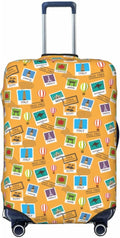 World Map & Stamps Print Elastic Luggage Cover, Suitcase Protector For Travel (Fits 29-32 Inch Luggage)