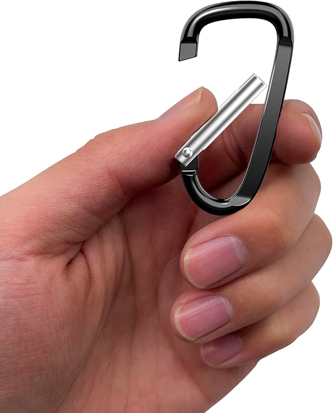 2.4" 24pcs Small Carabiner Clip Keychain, Aluminum D Ring Shape Clips with Keyring Keychain Hook
