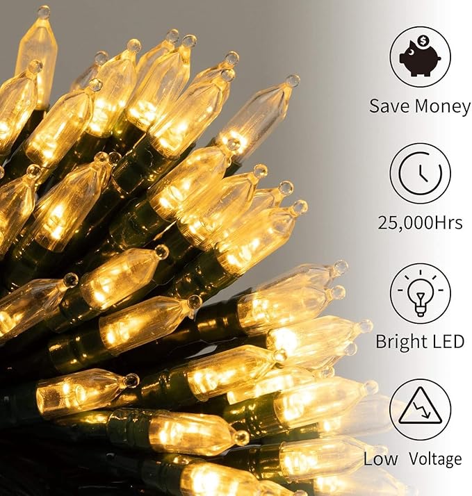 Brightown Battery Operated Christmas Lights 4 Pack 18 Feet 50 LED Clear Mini String Lights with 8 Modes Waterproof Tree Lights for Xmas Outdoor Indoor Holiday Party Garden Decor, Warm White