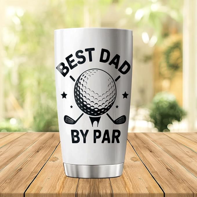 CUBICER Best Dad By Golf Design 20 Oz Tumbler Stainless Steel Gift For Loving Dads Fathers Day Birthday Outdoor Use Coffee Hot Cool Tea Bottle Iced Travel Heat Mug
