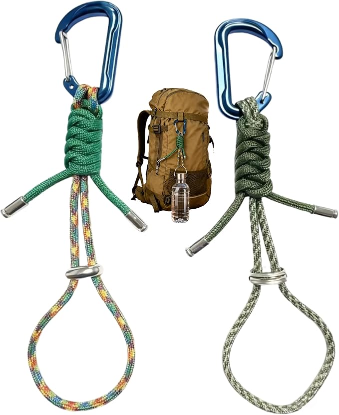 2-Pack Paracord Lanyard with Aluminum Carabiner Clip -Heavy-Duty Survival Keychain for Outdoor Camping Hiking, Emergency Rope
