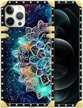 Compatible with iPhone 12 Pro Max Case, Starry Sky Colourful Mandala Luxury Golden Decoration for Girl Women Soft TPU Shockproof Protective Hard PC Back for iPhone 12 Pro Max