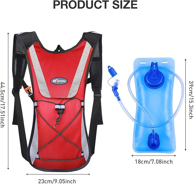 KUYOU Running Hydration Vest - Lightweight Insulated Hydration Backpack with 2L Water Bladder, Adjustable Chest Straps and Reflective Water Backpack for Running Marathon Race Hiking Cycling