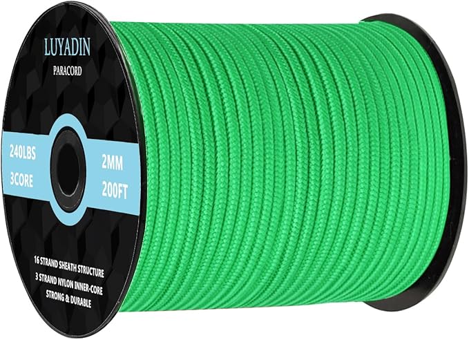 Paracord 240lb - Diameter 2mm Micro Utility Cord -3 Strand Parachute Spool Cord - 100ft 200ft,Paracord for Camping,Hiking,Fishing,Outdoor and DIY